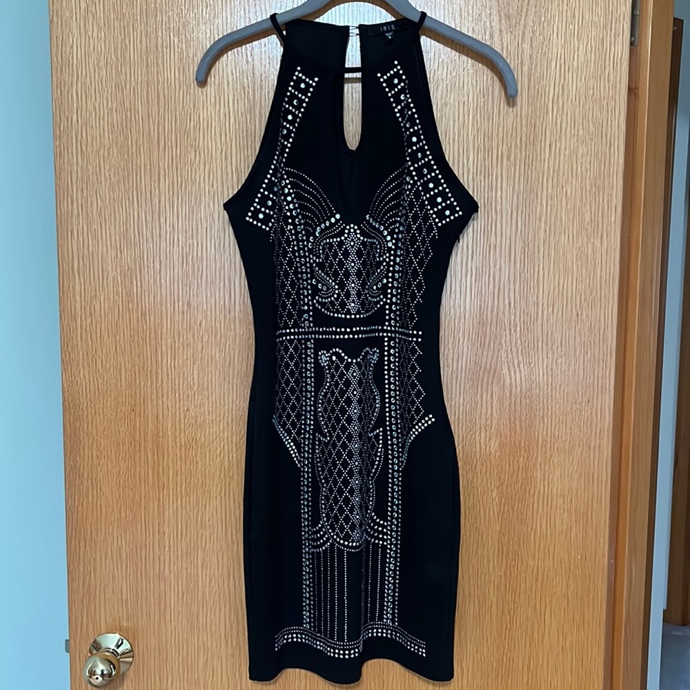 Women’s black, rhinestone dress. Size small.